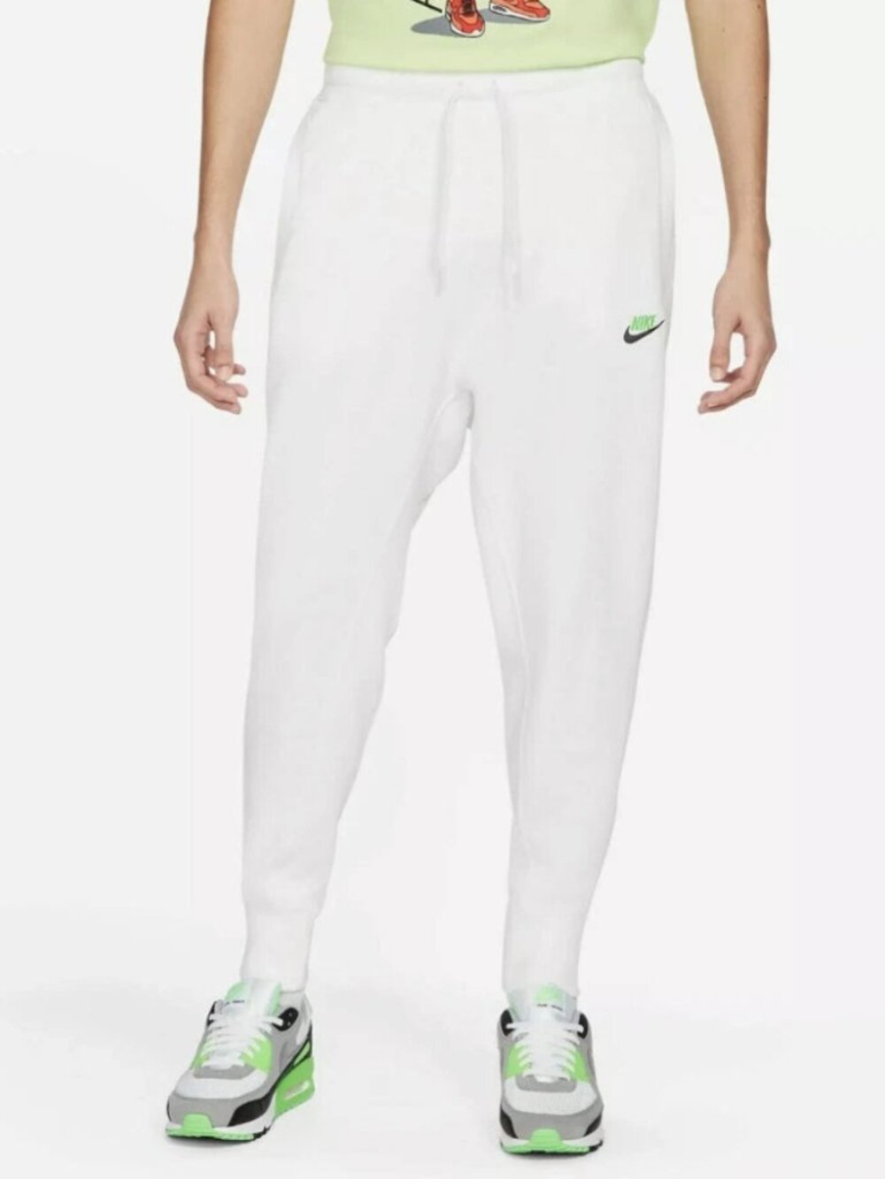 Nike Sportswear Classic White Fleece Joggers Cotton Athleisure Lounge Sports S